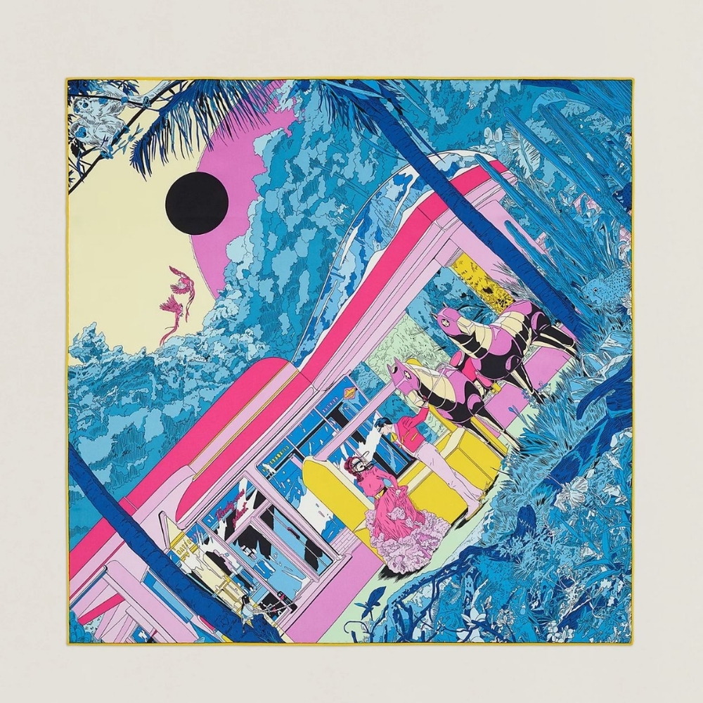 Hermes Rendez-Vous Galant scarf 70 scarf blue pink